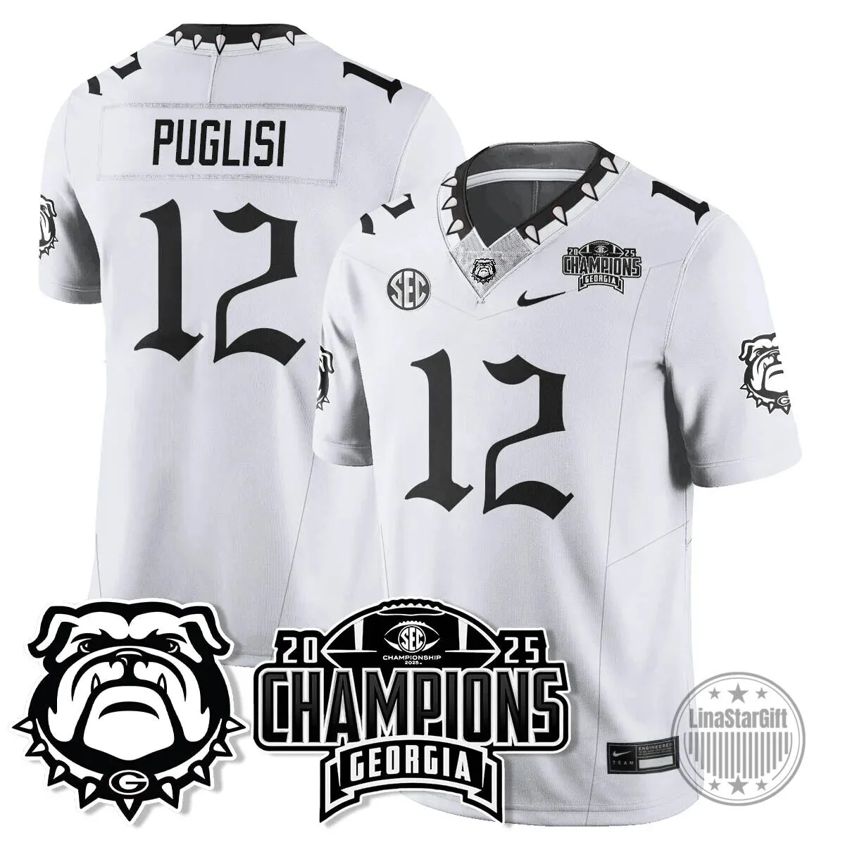 SEC Football Georgia Bulldogs 2025 National Champions Black Football Jersey 39 SEC Football Georgia Bulldogs 2025 National Champions Black Football Jersey