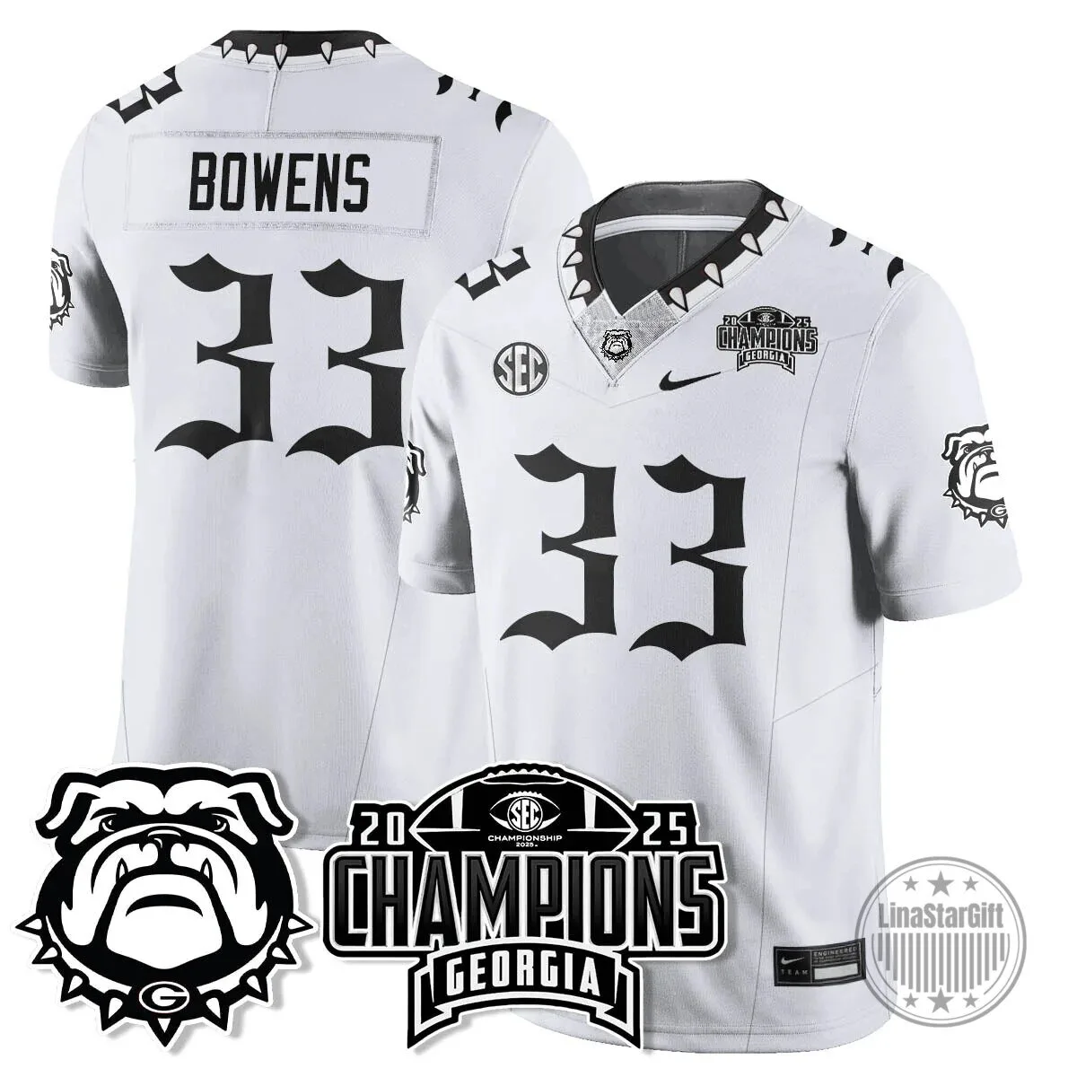 SEC Football Georgia Bulldogs 2025 National Champions Black Football Jersey 40 SEC Football Georgia Bulldogs 2025 National Champions Black Football Jersey