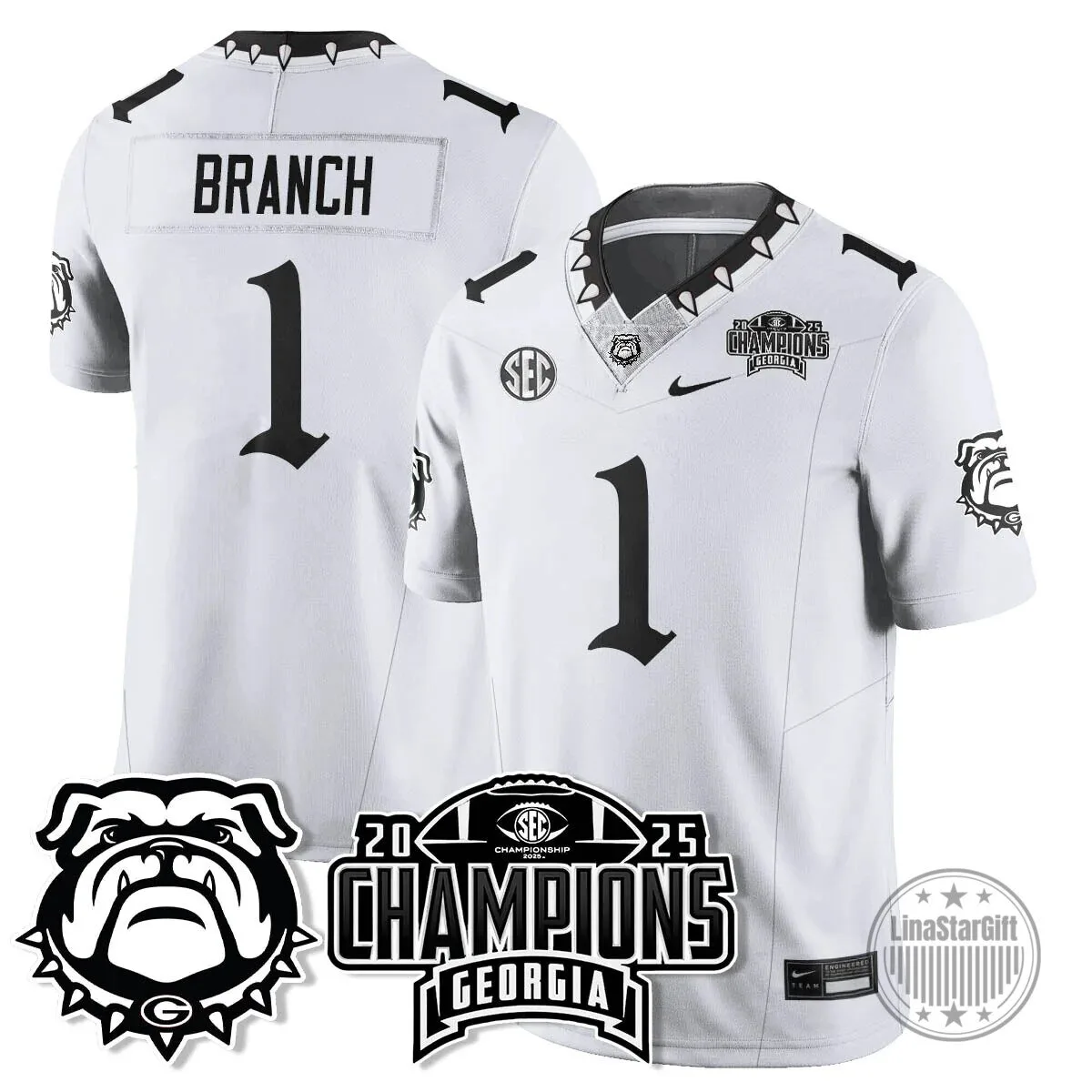 SEC Football Georgia Bulldogs 2025 National Champions Black Football Jersey 41 SEC Football Georgia Bulldogs 2025 National Champions Black Football Jersey