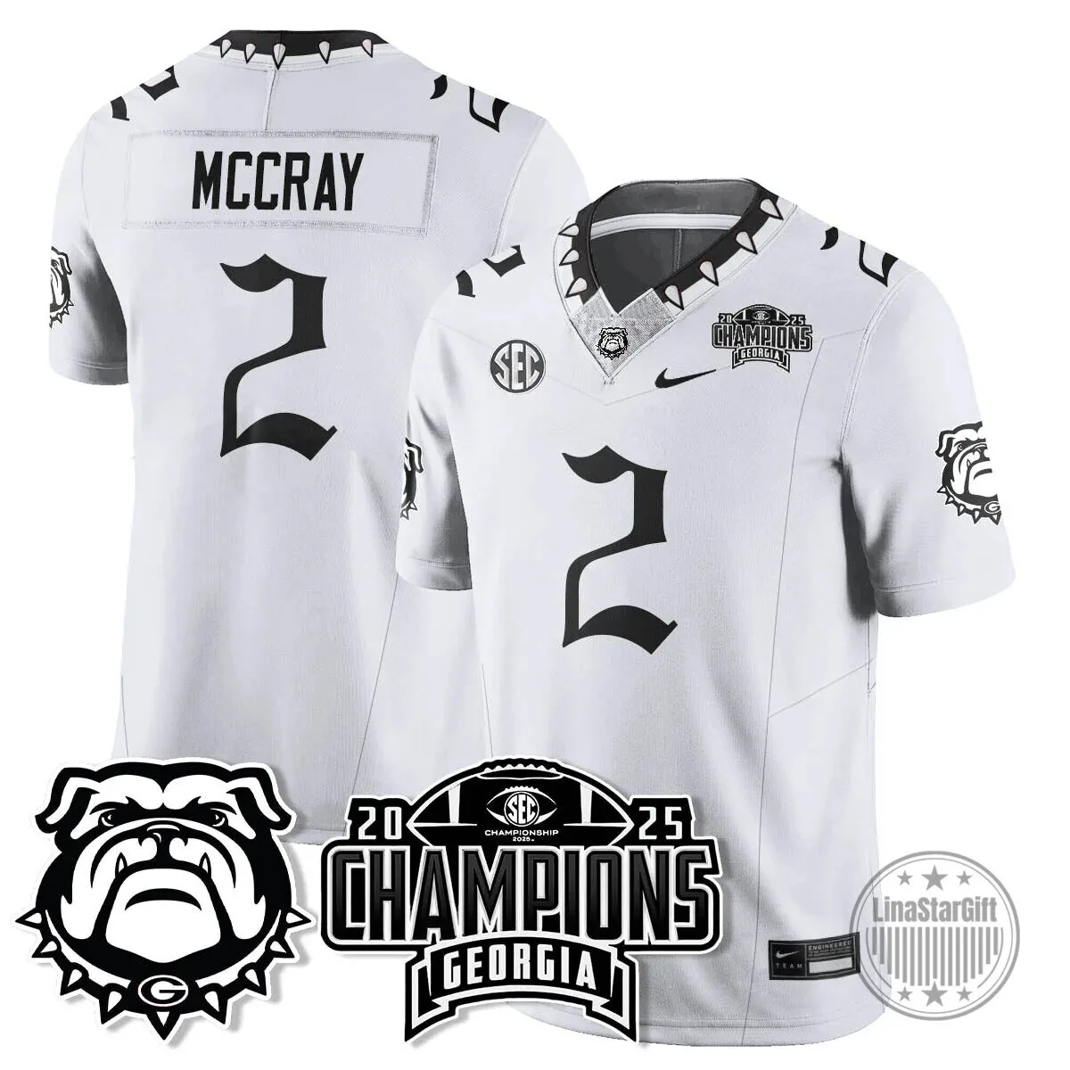 SEC Football Georgia Bulldogs 2025 National Champions Black Football Jersey 42 SEC Football Georgia Bulldogs 2025 National Champions Black Football Jersey