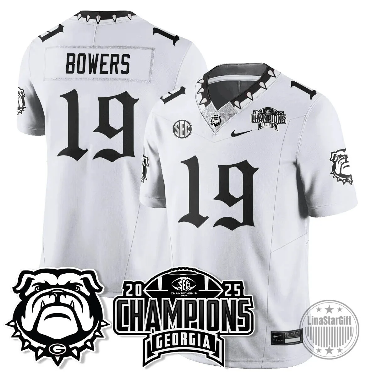 SEC Football Georgia Bulldogs 2025 National Champions Black Football Jersey 43 SEC Football Georgia Bulldogs 2025 National Champions Black Football Jersey