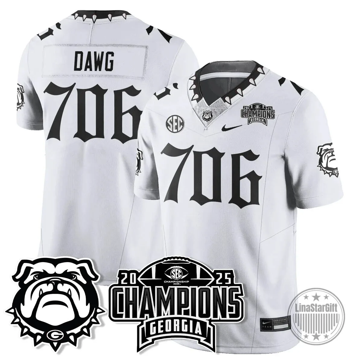SEC Football Georgia Bulldogs 2025 National Champions Black Football Jersey 44 SEC Football Georgia Bulldogs 2025 National Champions Black Football Jersey