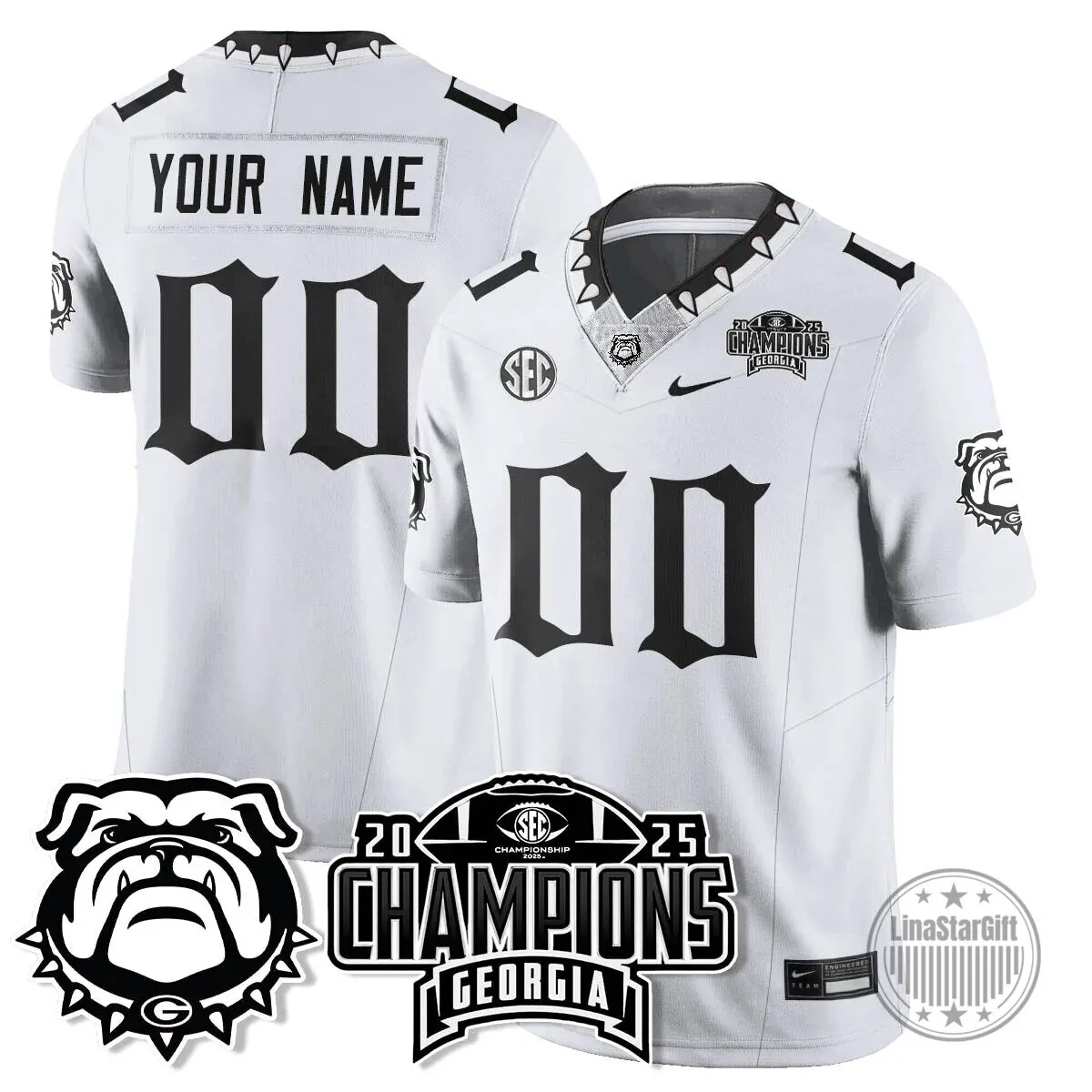 SEC Football Georgia Bulldogs 2025 National Champions Black Football Jersey 47 SEC Football Georgia Bulldogs 2025 National Champions Black Football Jersey