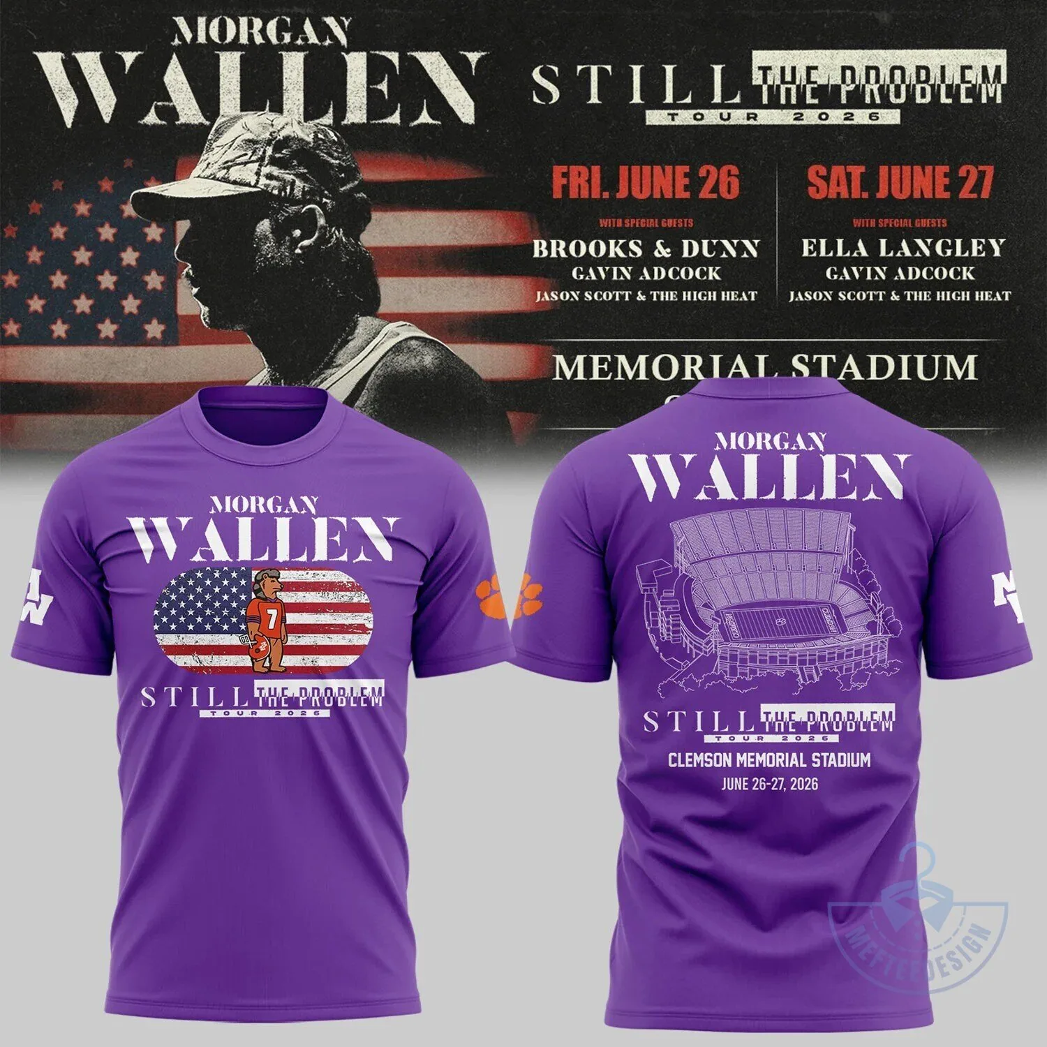 Clemson Tigers Football 2026 Still The Problem Tour T-Shirt by MW