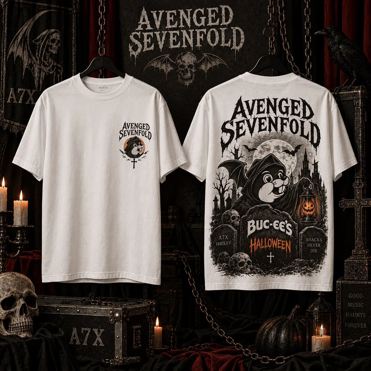 Buc-ee's Halloween Avenged Sevenfold Beaver Graphic T-Shirt