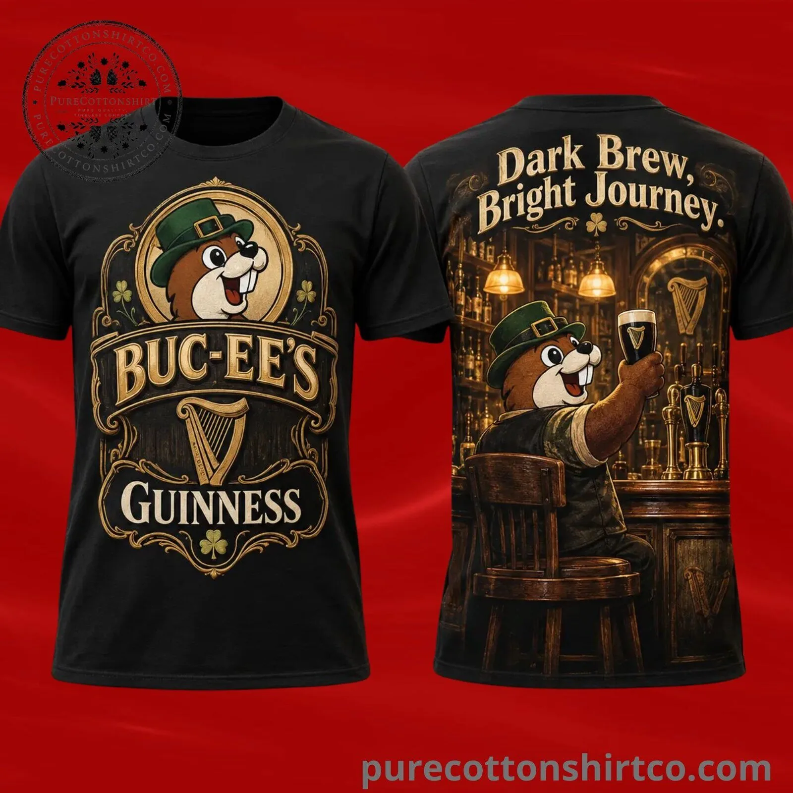 Buc-ee’s x Guinness St. Patrick’s Day T-Shirt - Beaver Irish Pub Dark Brew Shirt