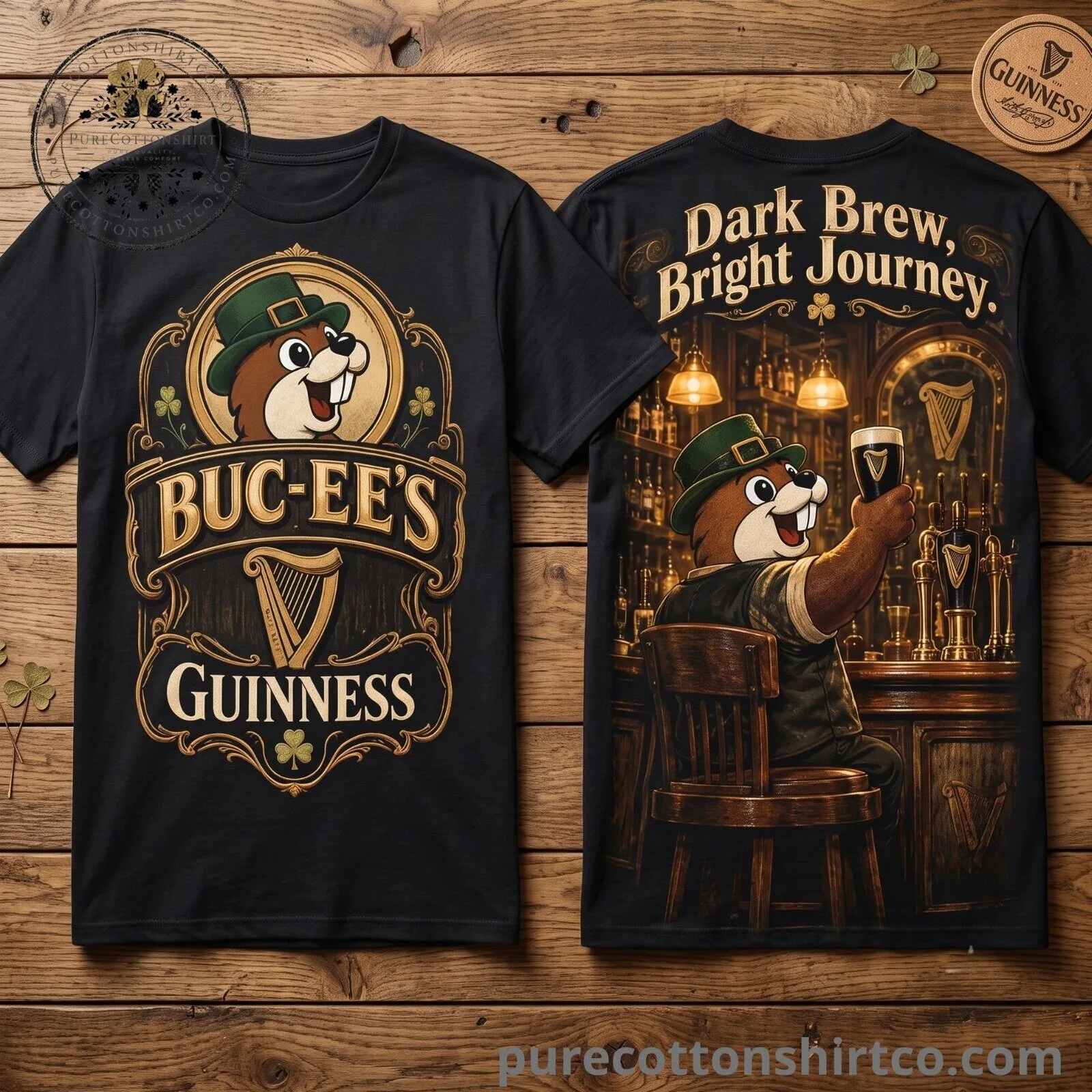 Buc-ee’s x Guinness St. Patrick’s Day T-Shirt - Beaver Irish Pub Dark Brew Shirt 4 Buc-ee’s x Guinness St. Patrick’s Day T-Shirt - Beaver Irish Pub Dark Brew Shirt