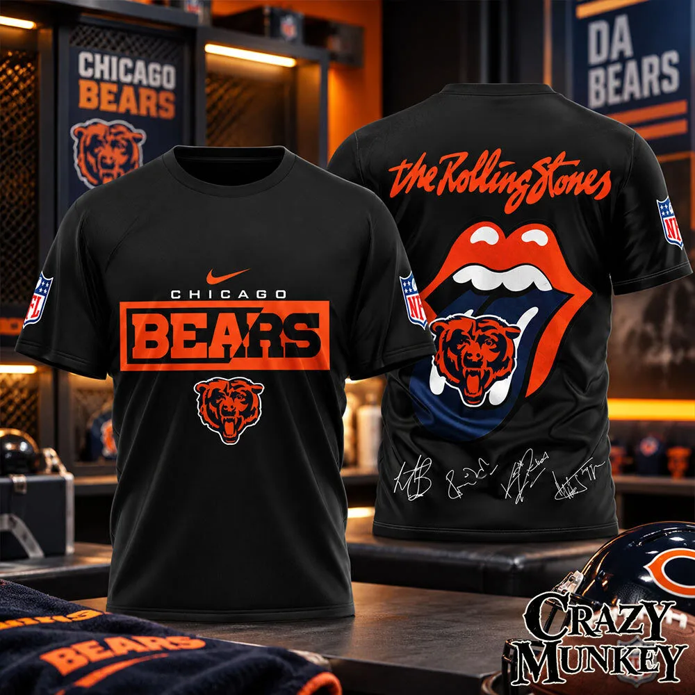 Chicago Bears Rolling Stones Mashup Concept Fan T-Shirt | Apparel