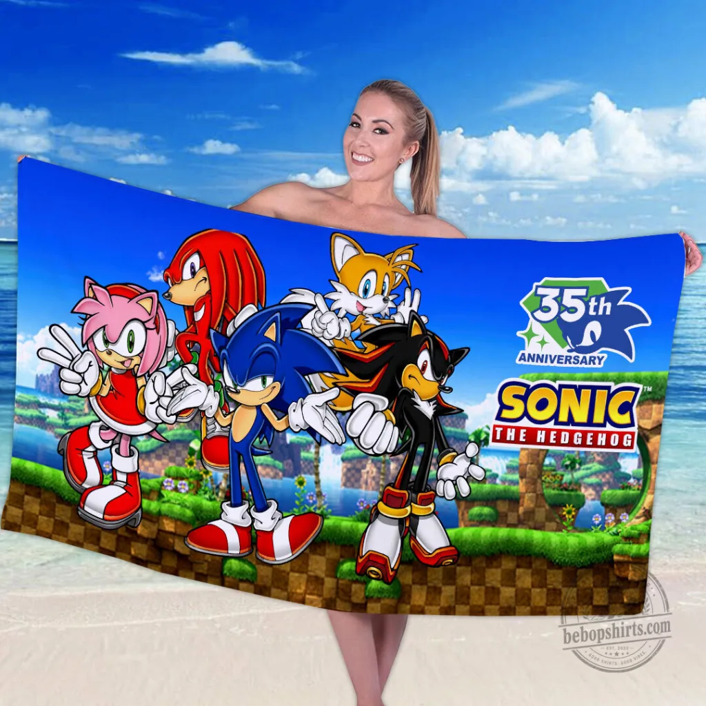 Sonic The Hedgehog 35th Anniversary Beach Towel