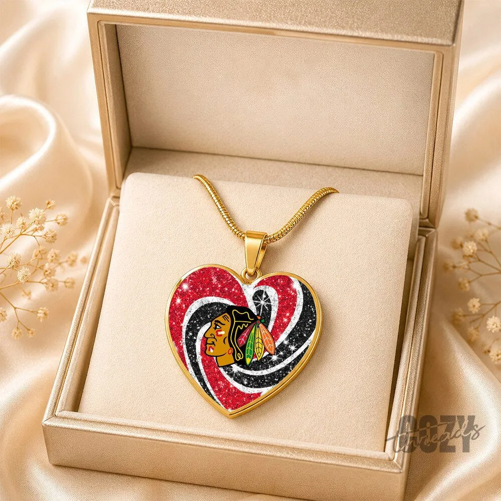Chicago Blackhawks National Hockey League Heart Pendant Necklace