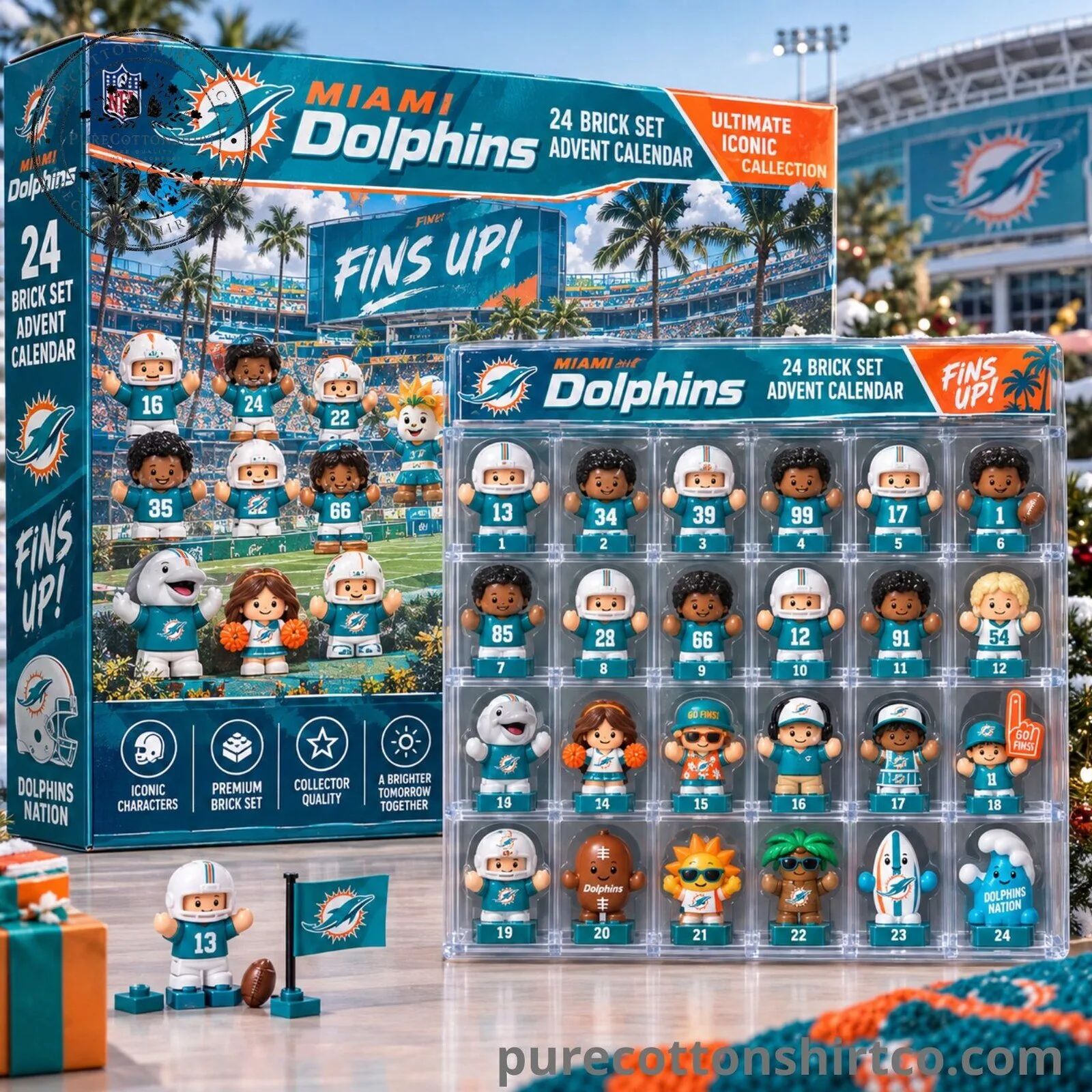 Miami Dolphins 2026 Christmas Mini Lego Advent Calendar - 24 Brick Set Collector Box