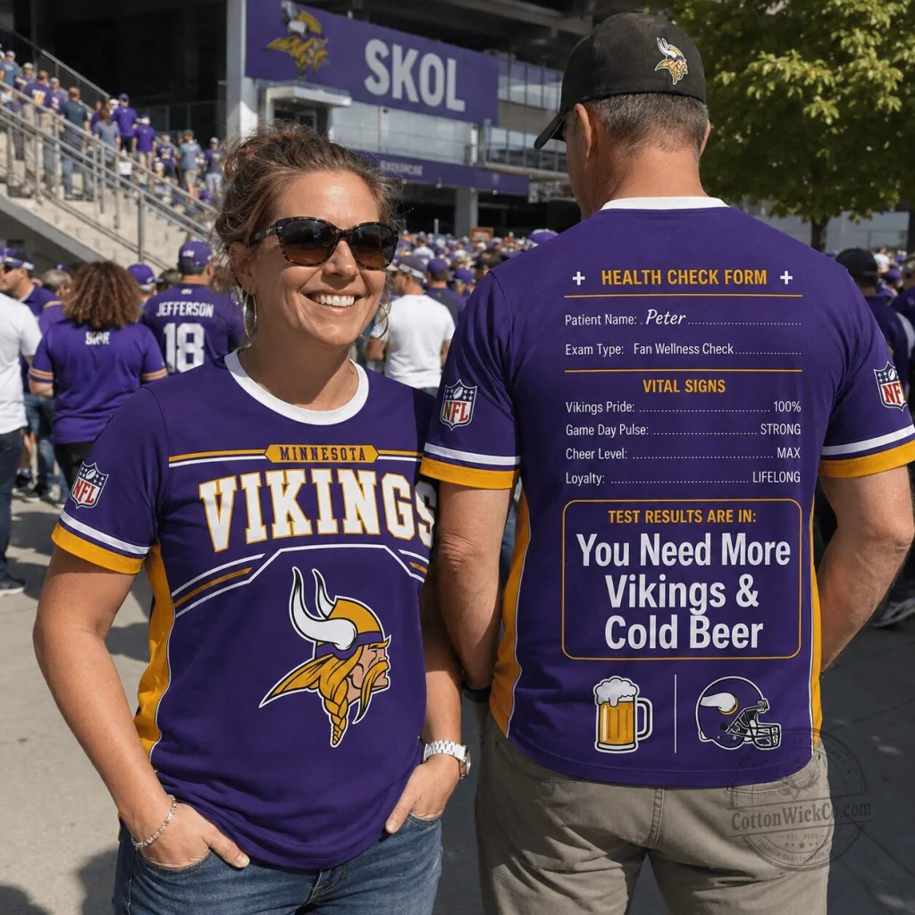 Minnesota Vikings Football Fan Wellness Check Purple T-Shirt