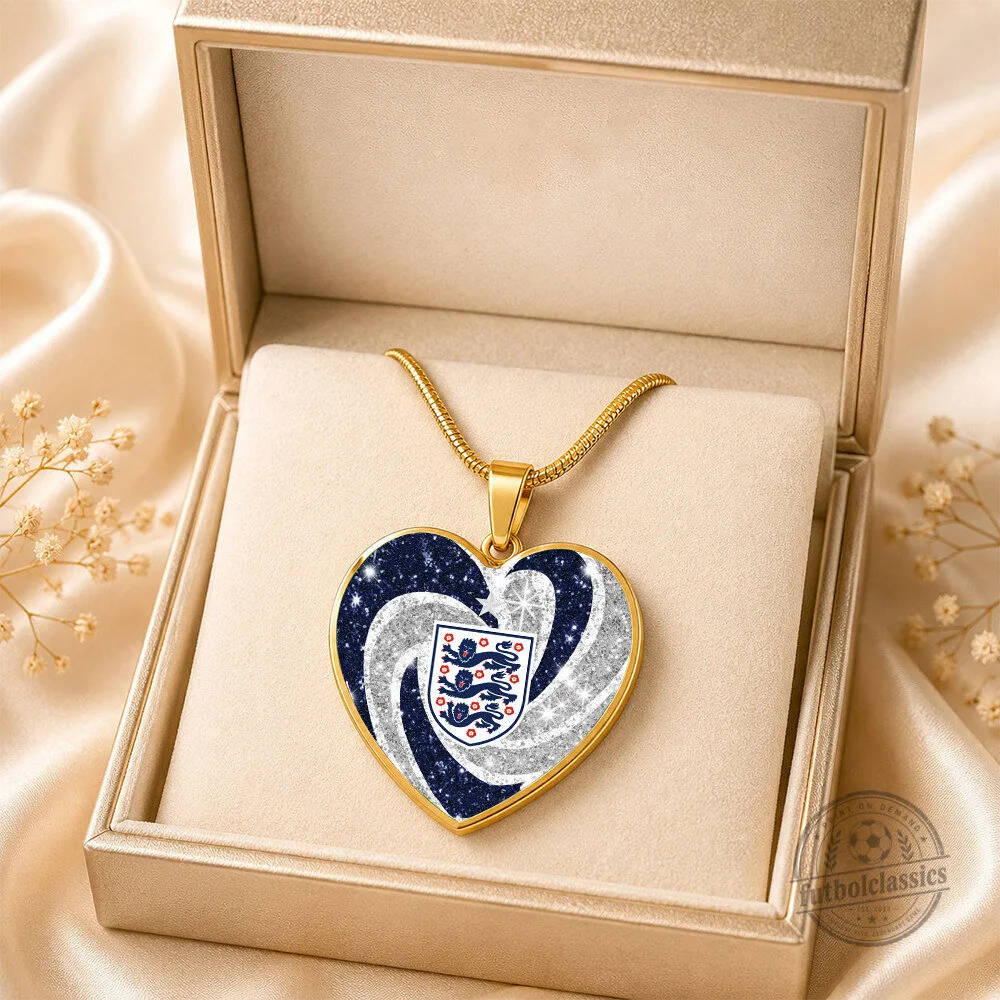England Football Team Heart Pendant Necklace for Women and Men