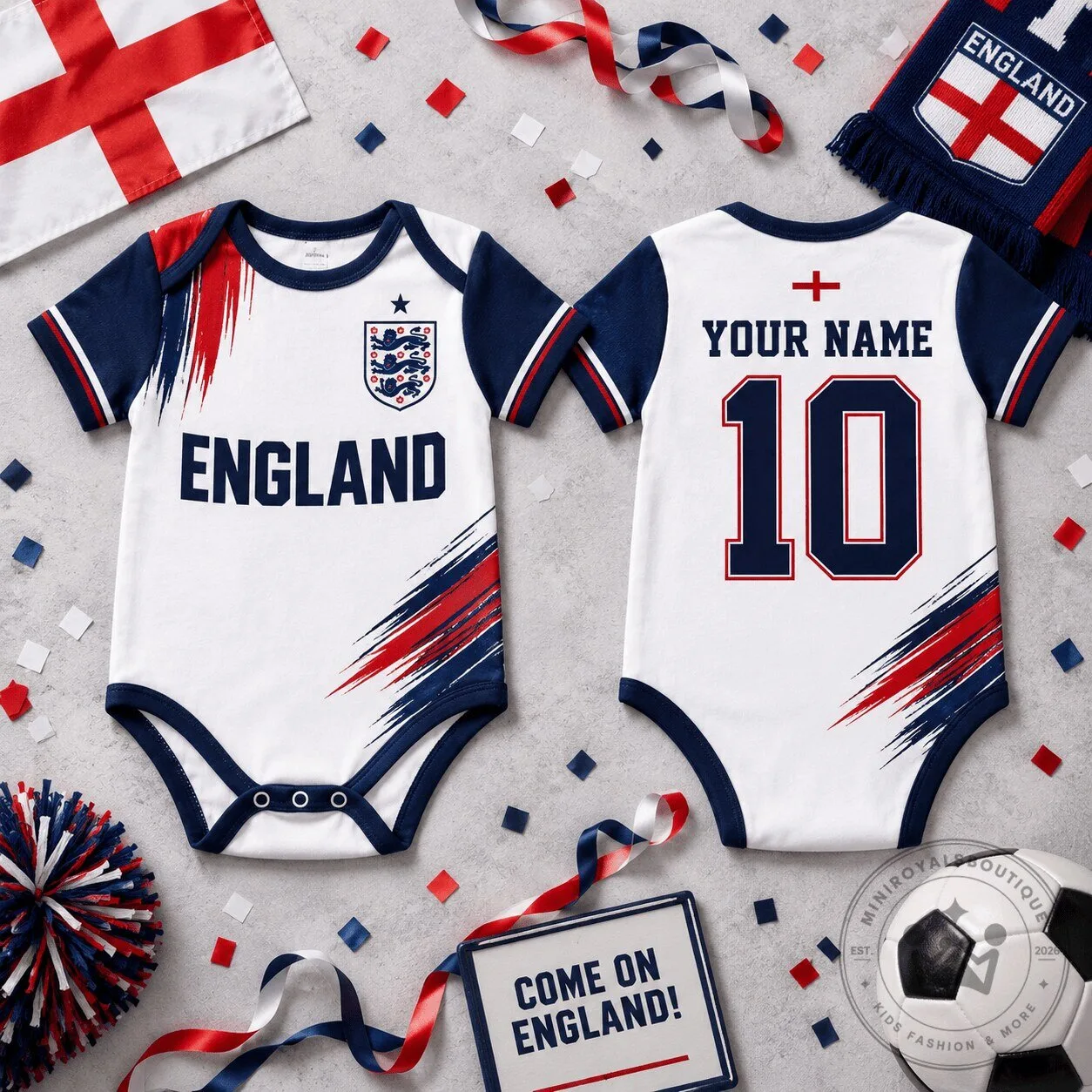England Football Team Baby Bodysuit World Cup Soccer Jersey Infant Romper