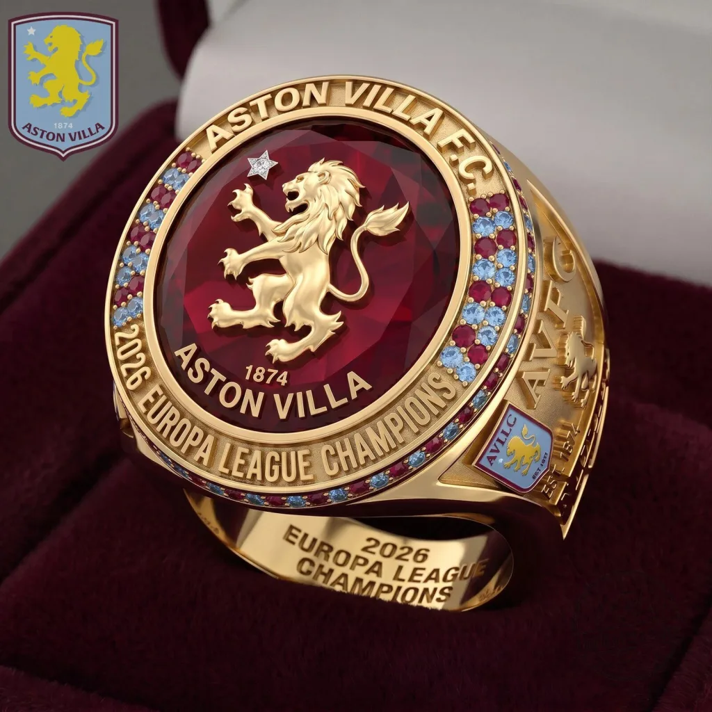Aston Villa Football Club 2026 Europa League Champions Gold Ring Aston Villa Football Club 2026 Europa League Champions Gold Ring
