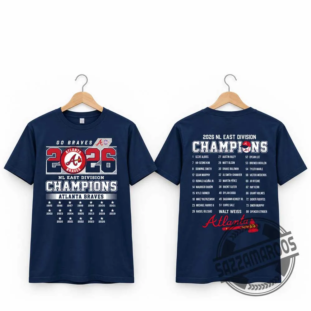 Atlanta Braves 2026 NL East Division Champions Roster T-Shirt (2) Atlanta Braves 2026 NL East Division Champions Roster T-Shirt – image 4 of 4