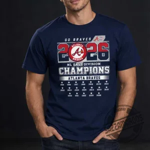 Atlanta Braves 2026 NL East Division Champions Roster T-Shirt 6 Atlanta Braves 2026 NL East Division Champions Roster T-Shirt