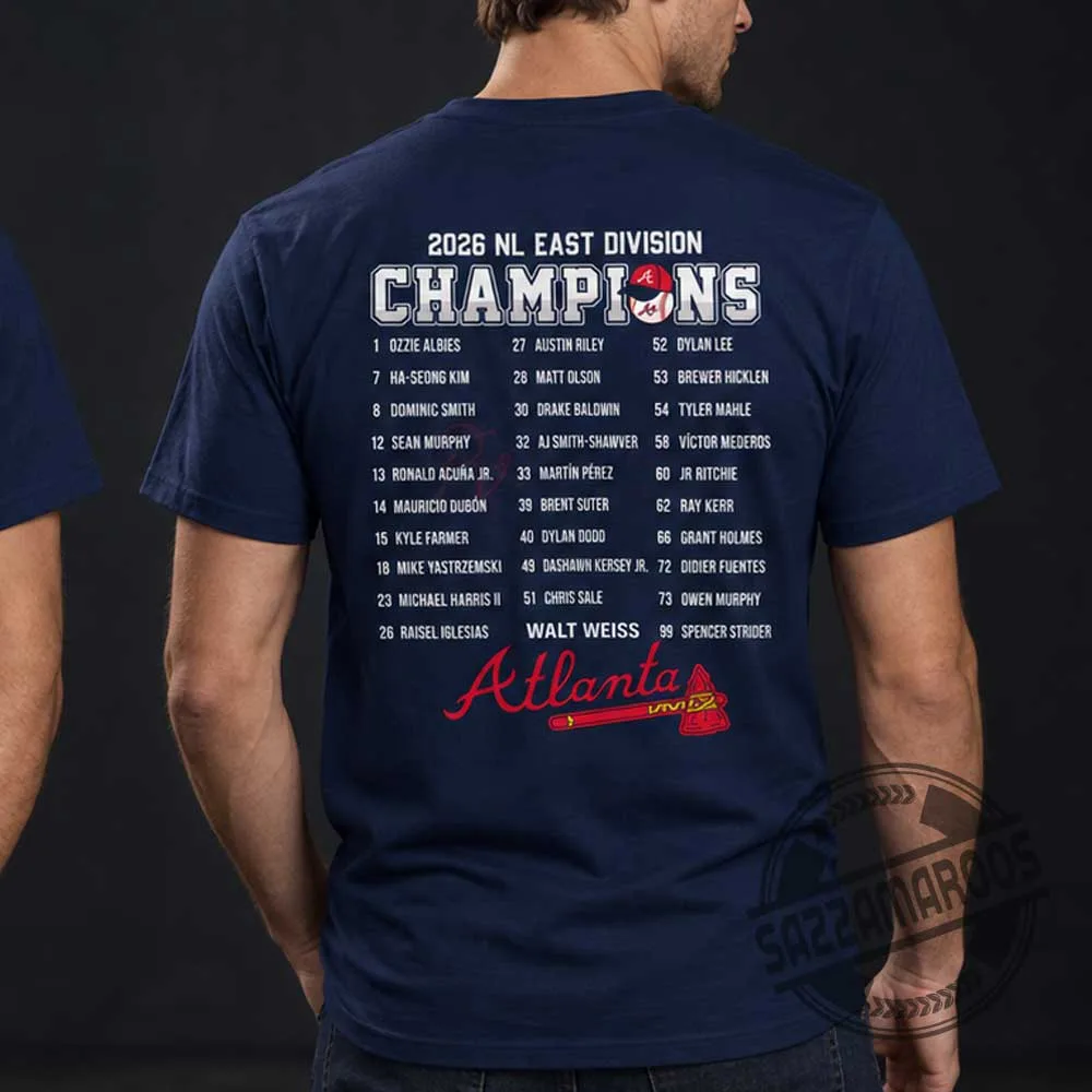 Atlanta Braves 2026 NL East Division Champions Roster T-Shirt (4) Atlanta Braves 2026 NL East Division Champions Roster T-Shirt – image 2 of 4