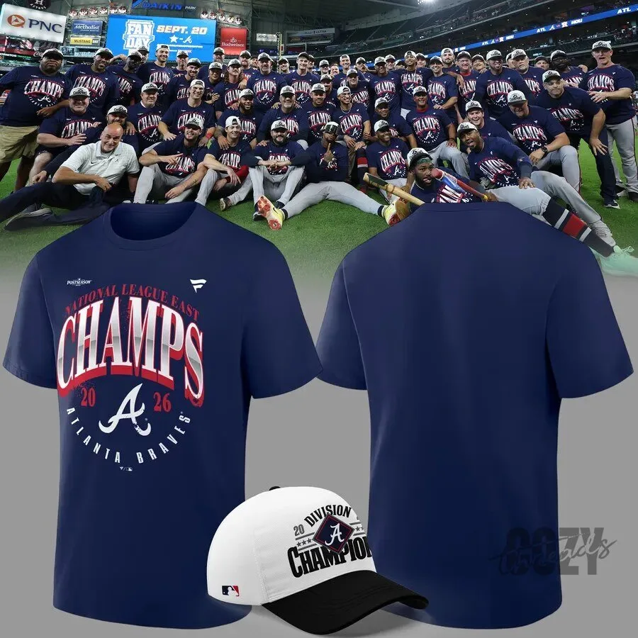 Atlanta Braves 2026 National League East Division Champions Navy T-Shirt