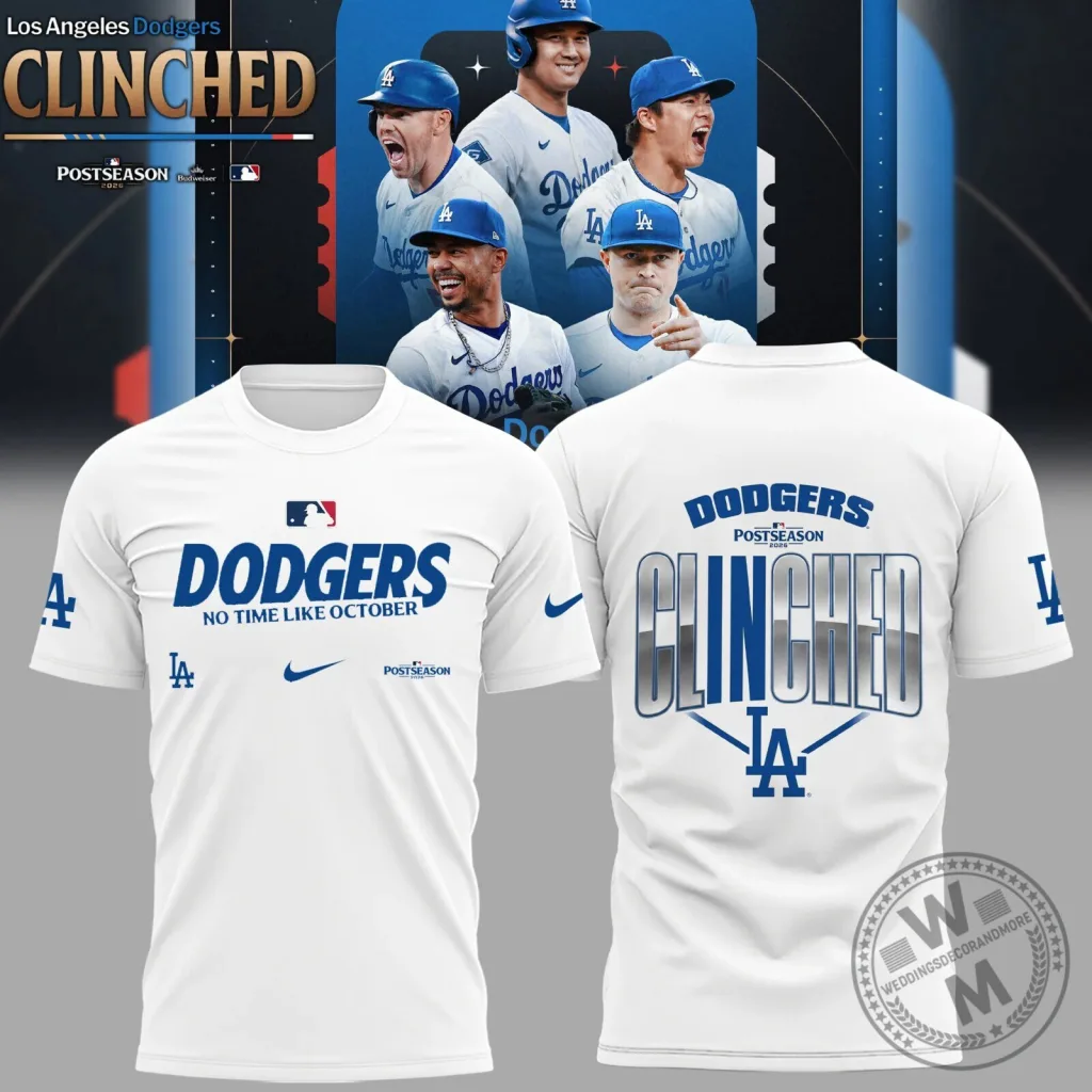 Los Angeles Dodgers Postseason Clinched 2026 Baseball Fan T-Shirt Los Angeles Dodgers Postseason Clinched 2026 Baseball Fan T-Shirt