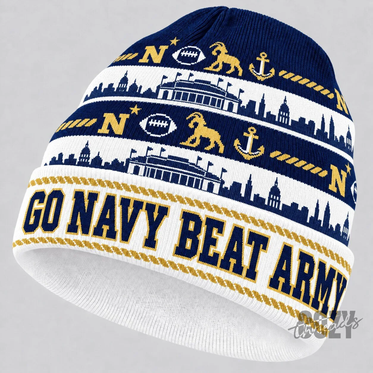 Go Navy Beat Army US Naval Academy Midshipmen Football Fan Beanie Hat