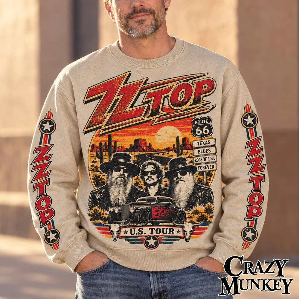 ZZ Top US Tour Route 66 Texas Concept Fan Sweatshirt | Apparel
