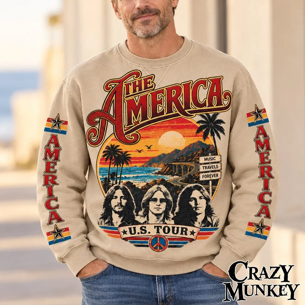 America US Tour Vintage Sunset Bootleg Concept Fan Sweatshirt | Apparel
