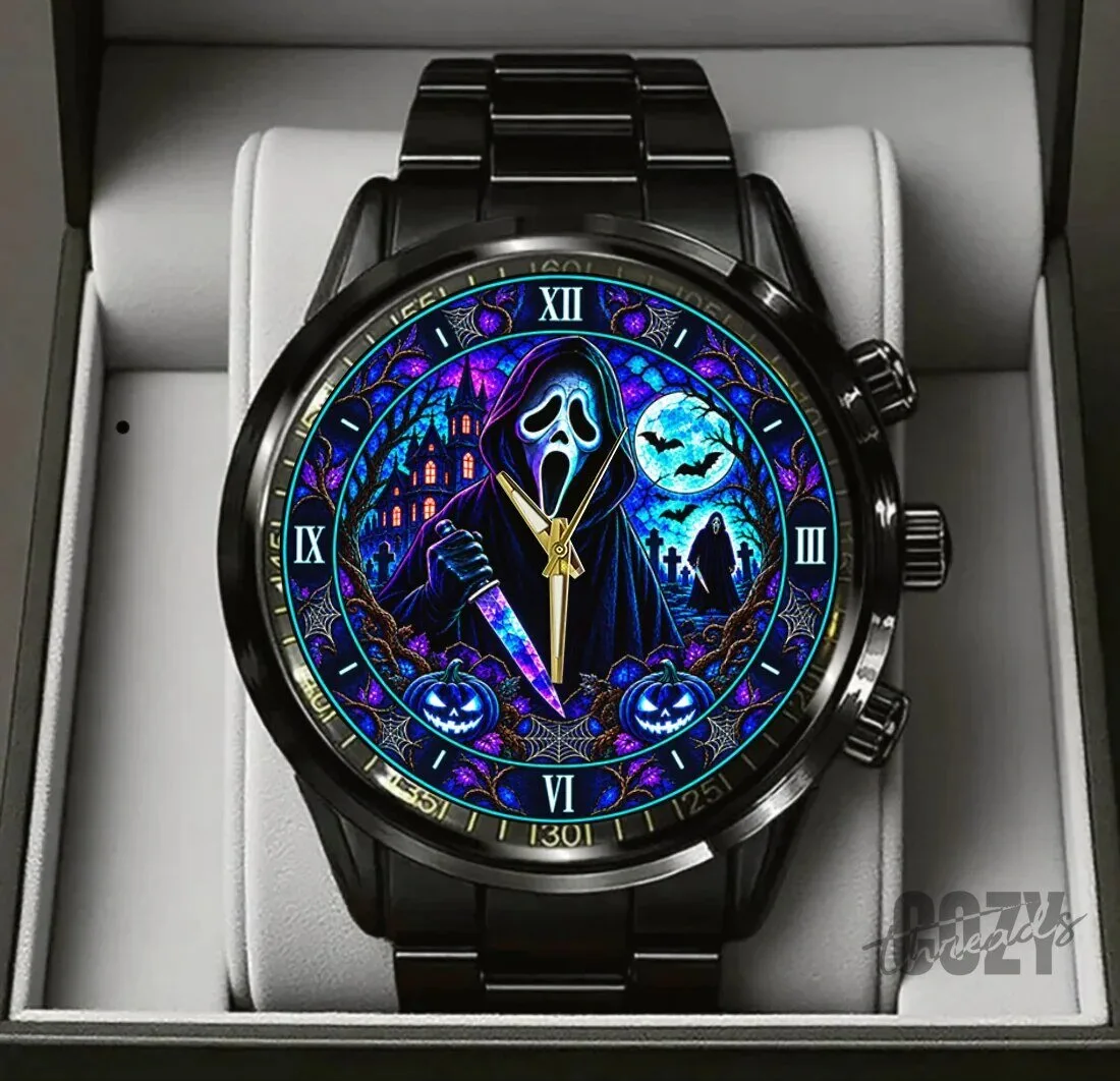 Scream Ghostface Halloween Horror Movie Black Metal Watch
