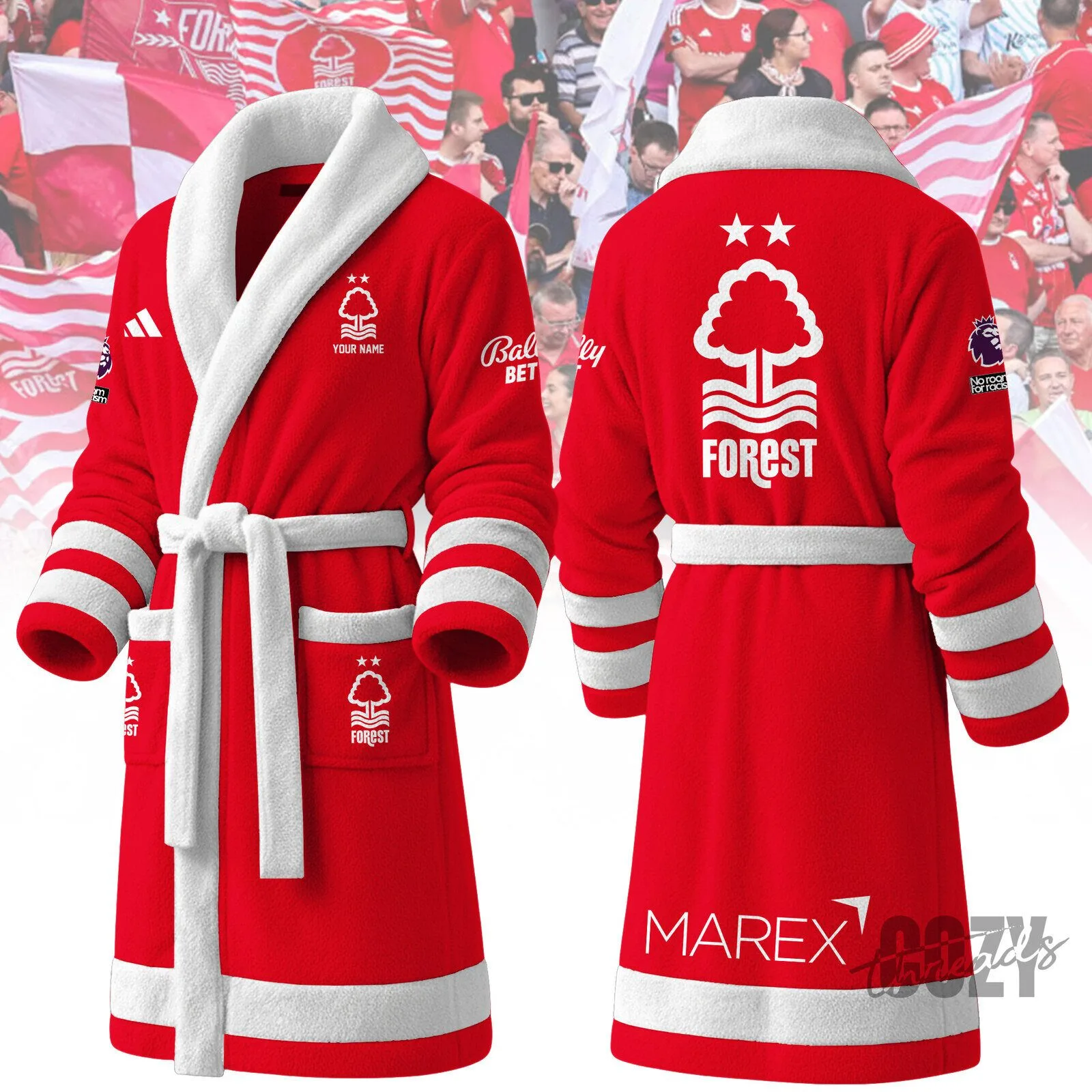 Nottingham Forest Football Club Red Fleece Bathrobe