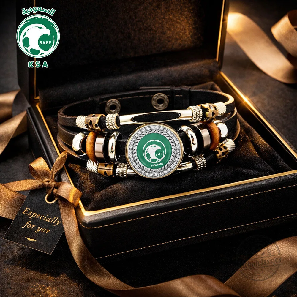 Saudi Arabia Football Federation World Cup Leather Bracelet Custom Name