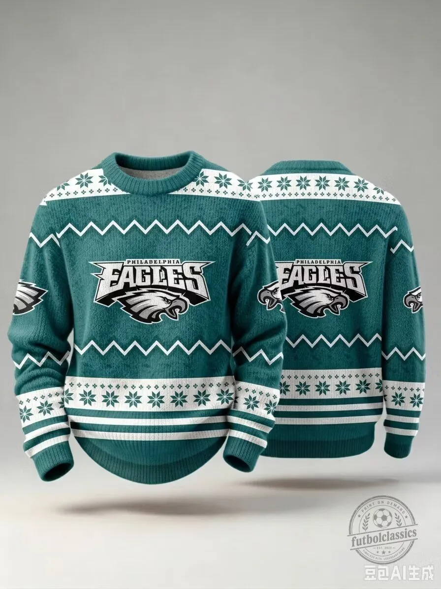 Philadelphia Eagles Christmas Snowflake Pattern Knit Pullover Sweater