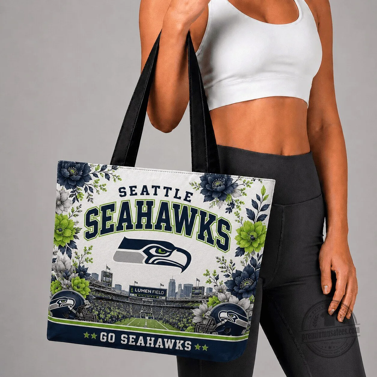 Seattle Seahawks Floral Stadium Tote Bag