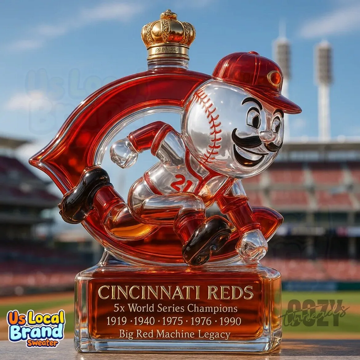 Cincinnati Reds 5x World Series Champions Whiskey Bottle