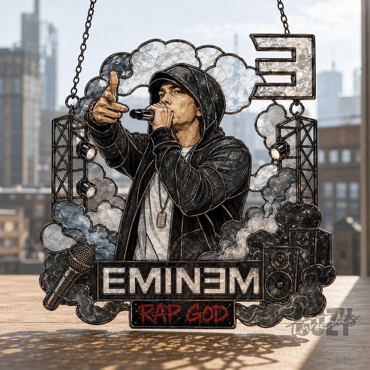 Eminem Rap God Stained Glass Window Hanging Suncatcher Wall Art Decor