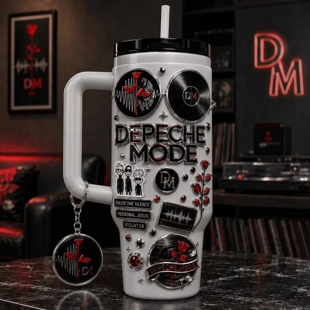 Depeche Mode Band Music Album Art Stainless Steel Tumbler with Handle Depeche Mode Band Music Album Art Stainless Steel Tumbler with Handle