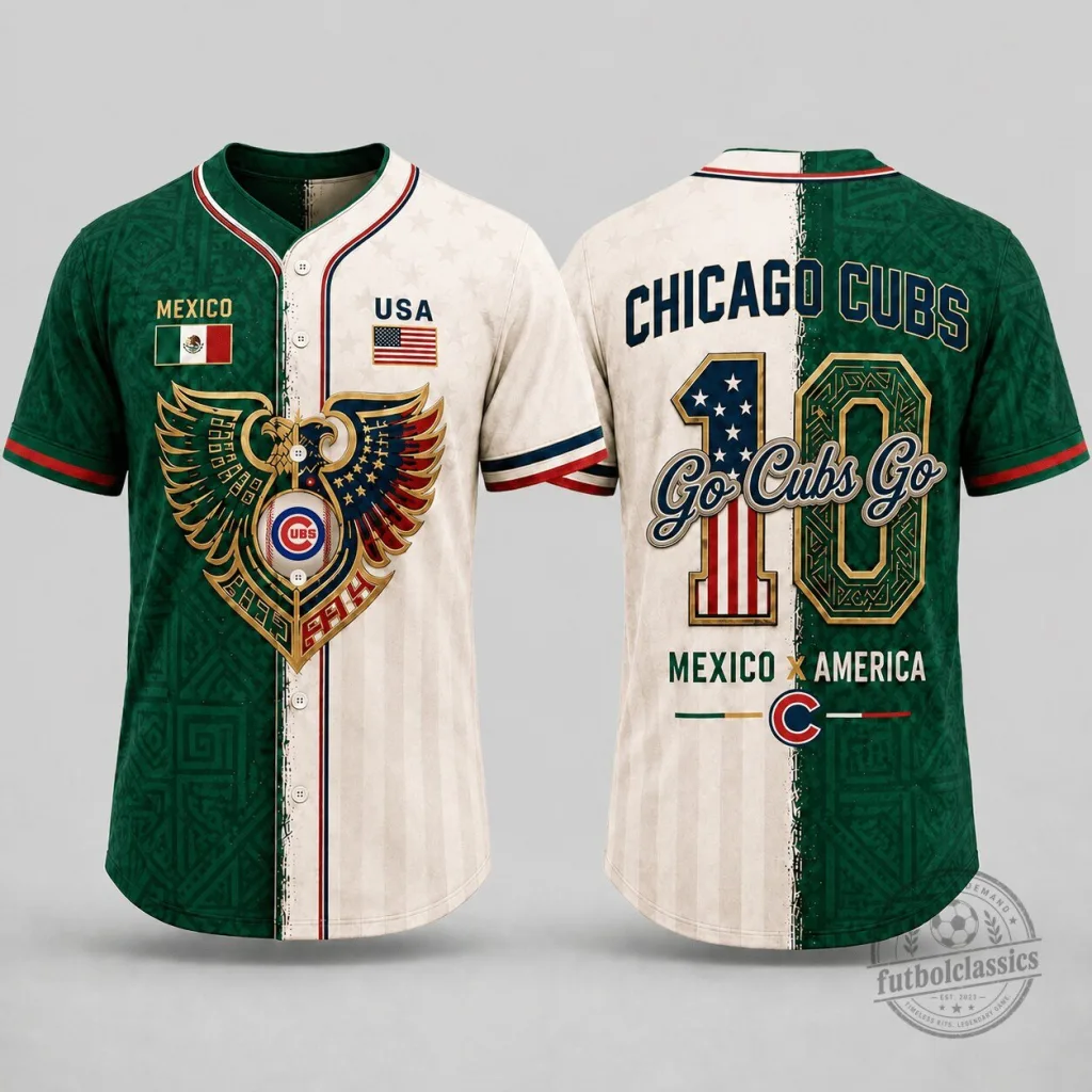 Chicago Cubs Baseball Mexico America Dual Heritage Baseball Jersey Chicago Cubs Baseball Mexico America Dual Heritage Baseball Jersey