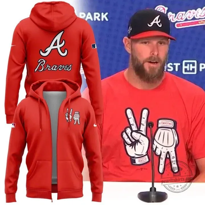 Atlanta Braves Baseball Team Logo Red Full Zip Hoodie