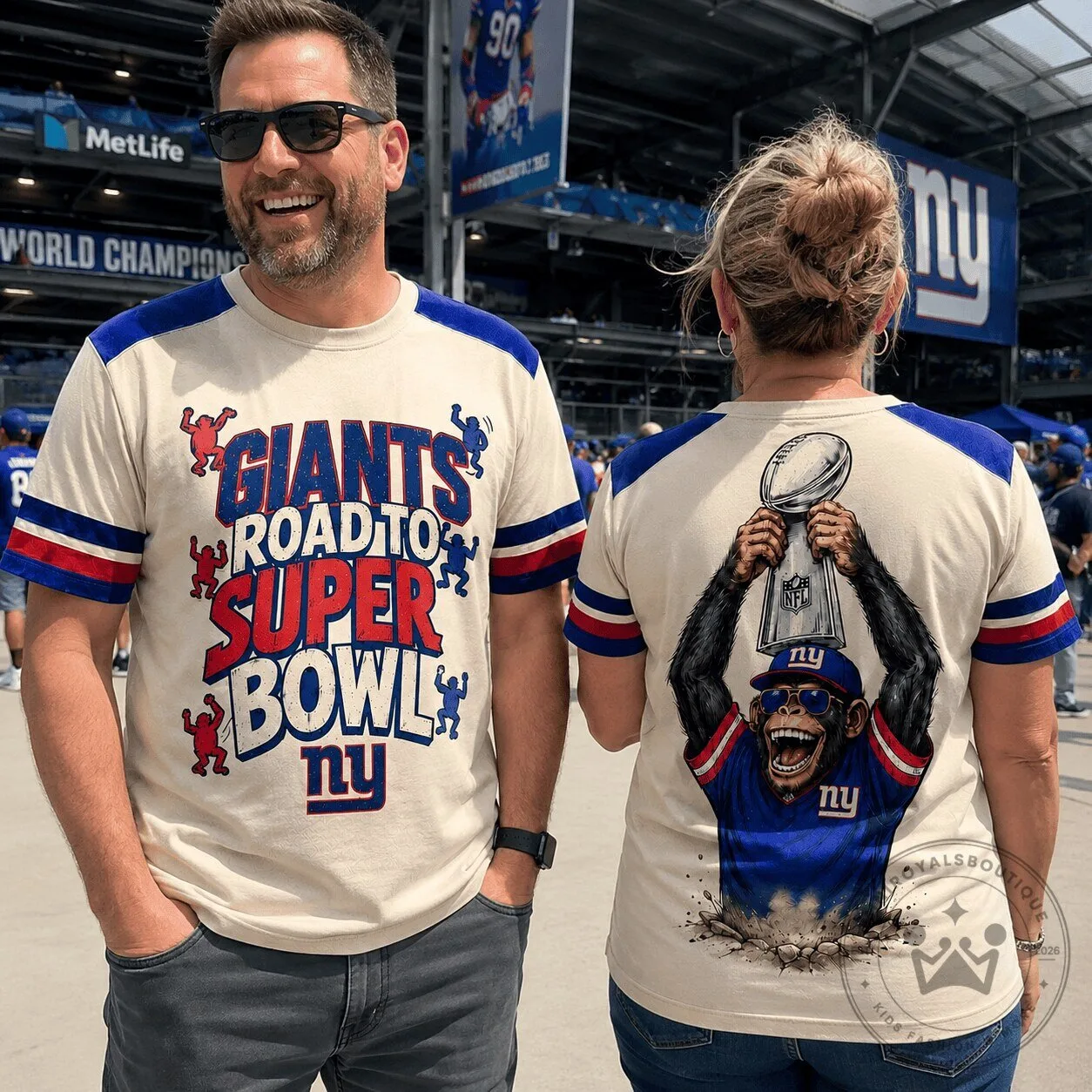 New York Giants Football Super Bowl Champions Monkey Graphic T-Shirt