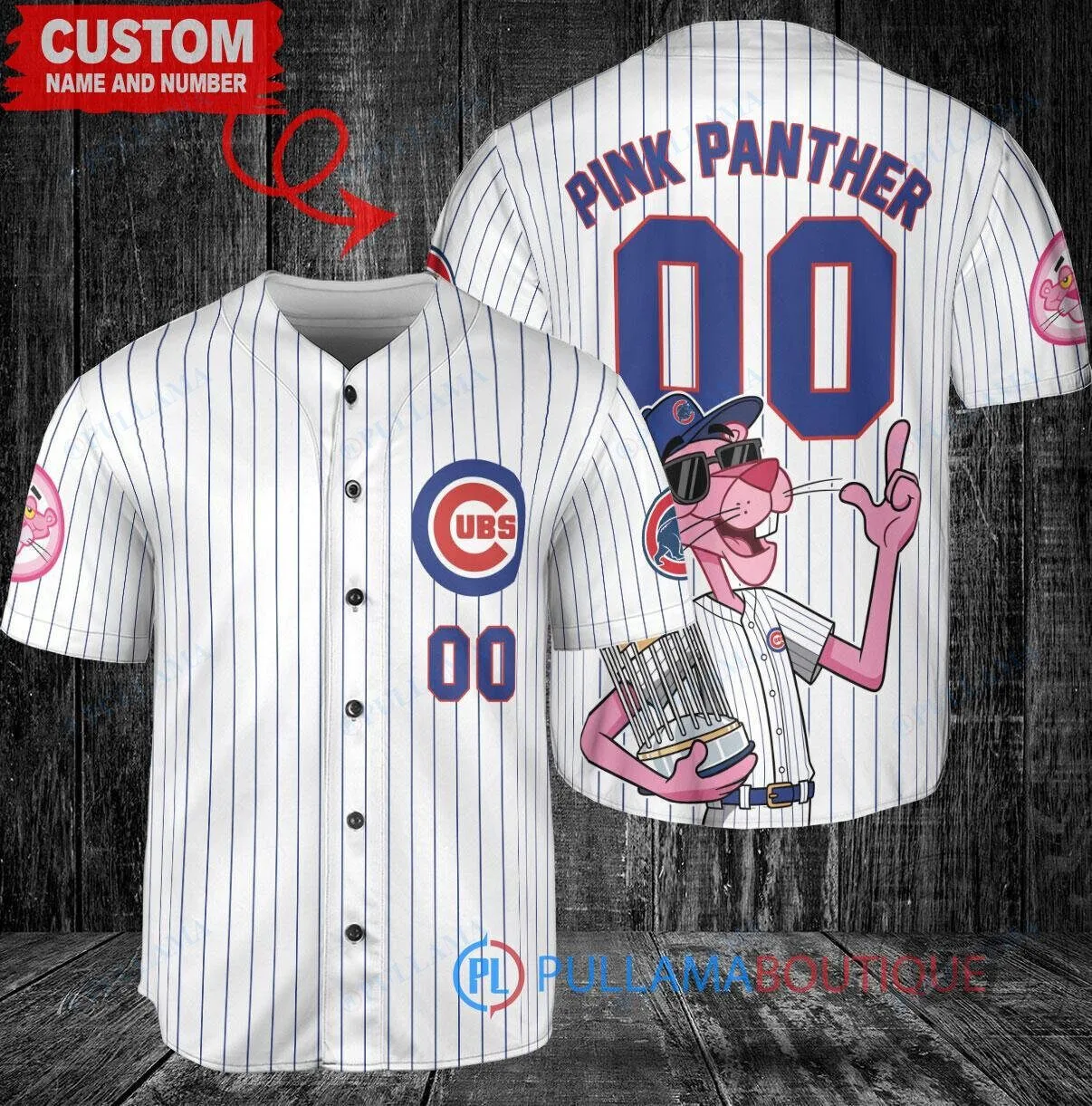 Chicago Cubs Baseball Pink Panther World Series Trophy Custom Baseball Jersey