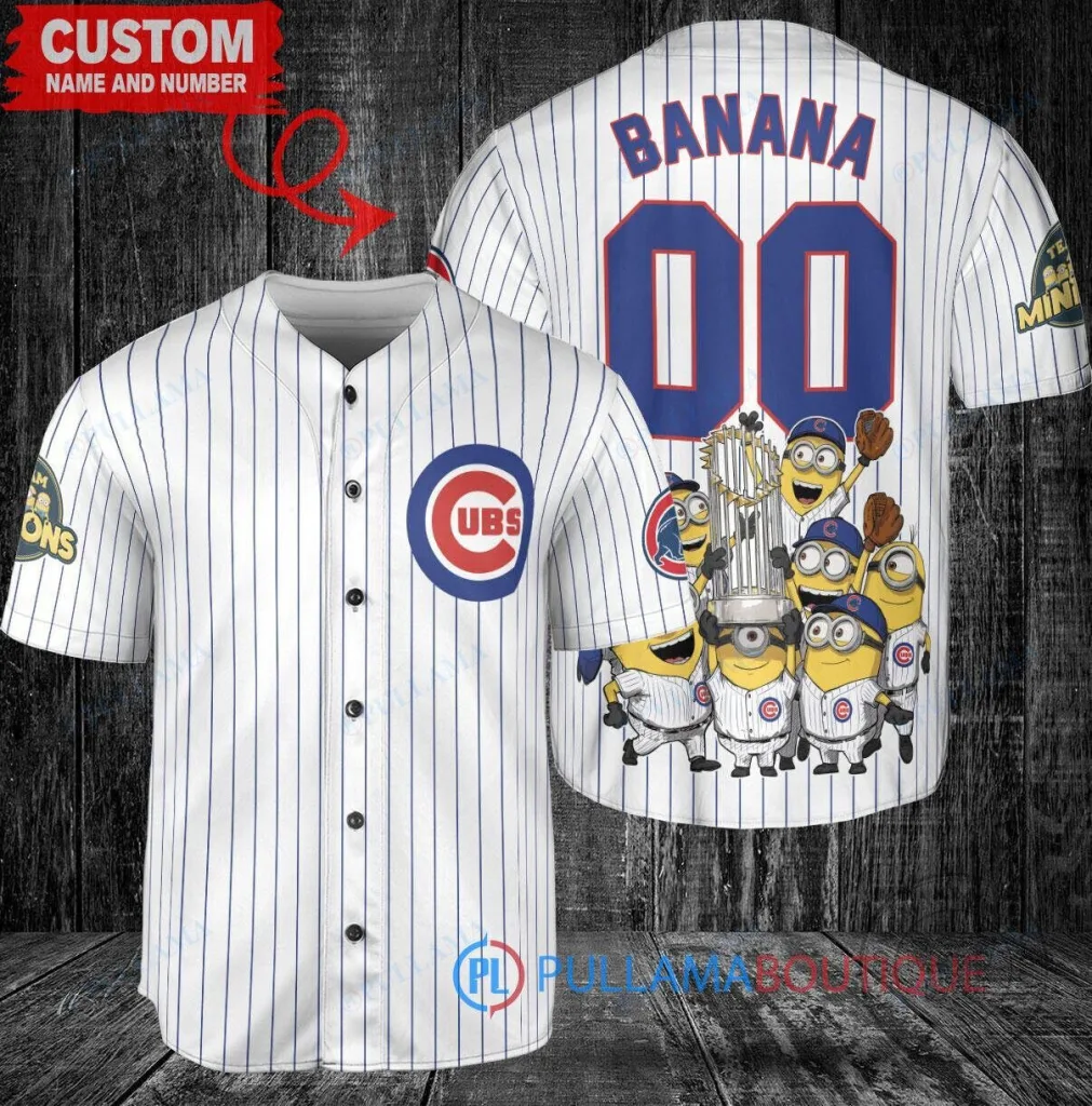Chicago Cubs Baseball Minions World Series Banana Custom Baseball Jersey 40 Chicago Cubs Baseball Minions World Series Banana Custom Baseball Jersey