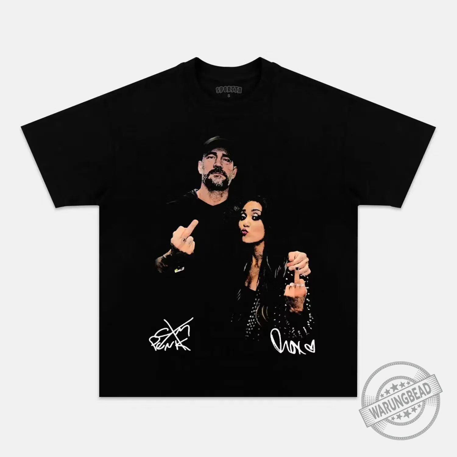 Roxanne Perez and CM Punk Wrestling Superstars Black T-Shirt 1 Roxanne Perez and CM Punk Wrestling Superstars Black T-Shirt