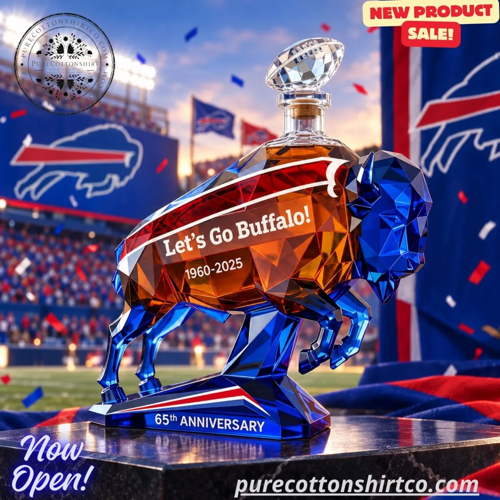 Buffalo Football 65th Anniversary Crystal Decanter (2) Buffalo Football 65th Anniversary Crystal Decanter – Let’s Go Buffalo Bison Whiskey Bottle