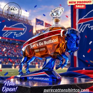 Buffalo Football 65th Anniversary Crystal Decanter – Let's Go Buffalo Bison Whiskey Bottle 4 Buffalo Football 65th Anniversary Crystal Decanter 2