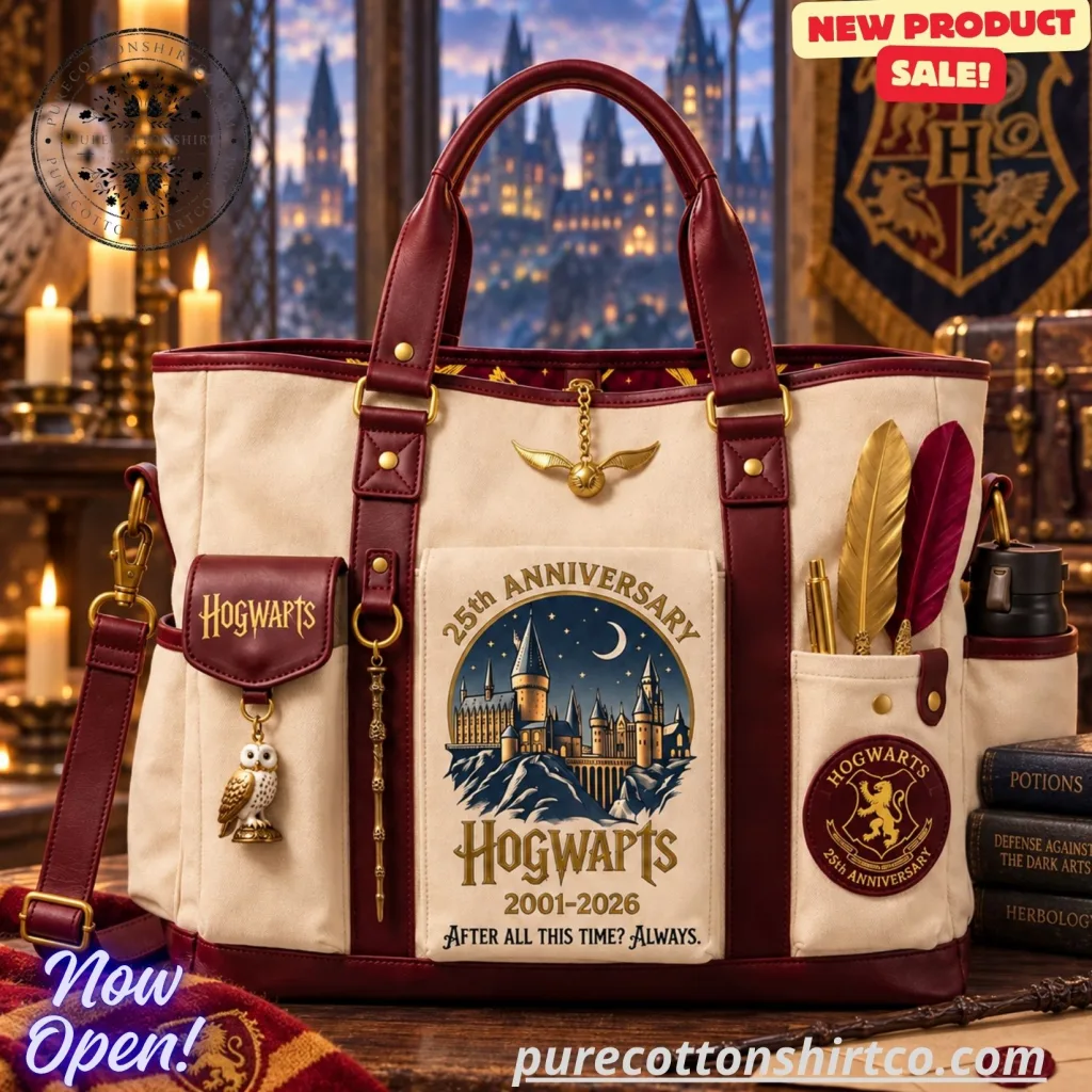 Harry Potter 25th Anniversary Canvas Tote Bag Limited Edition - Hogwarts Fan Gift (2) Harry Potter 25th Anniversary Canvas Tote Bag Limited Edition