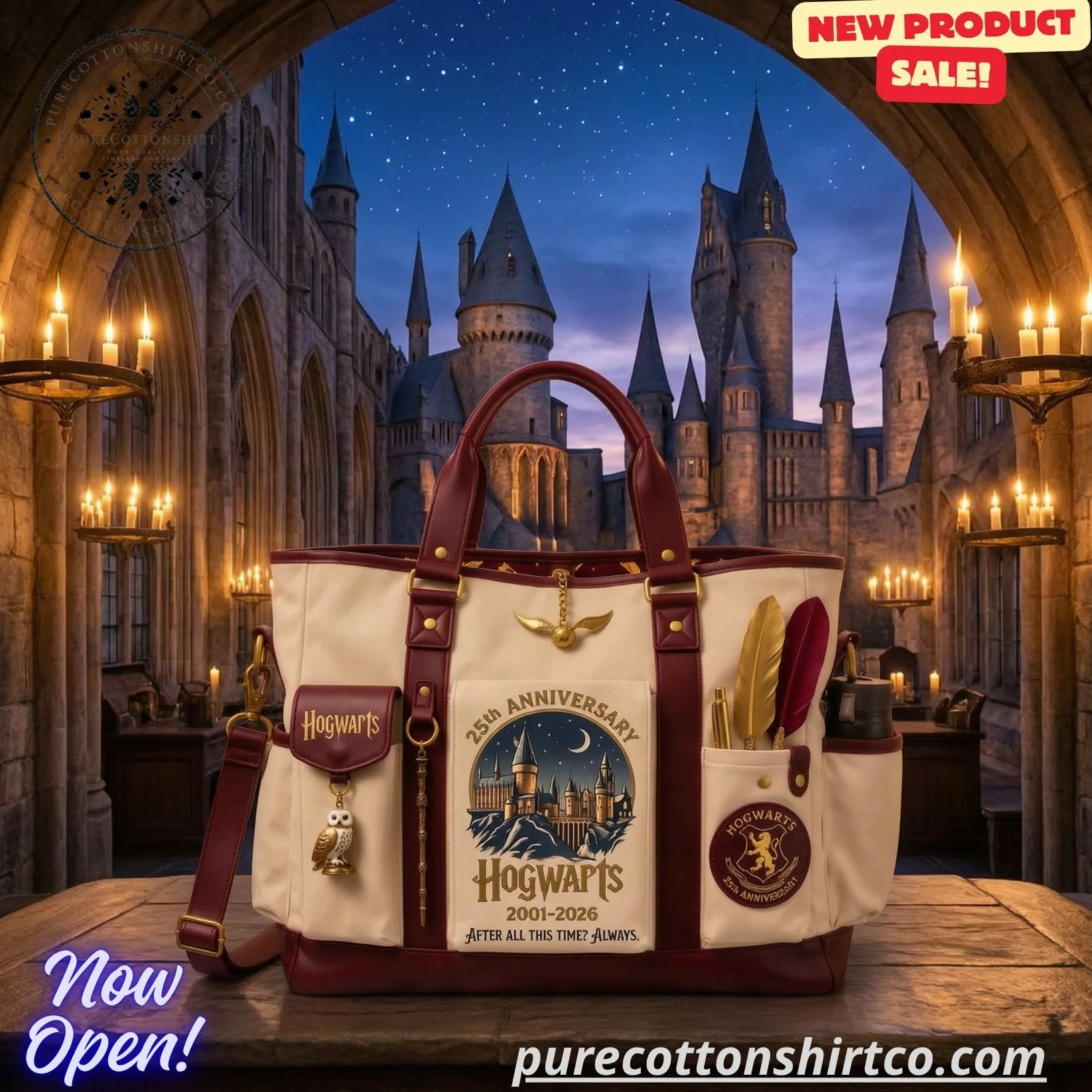Harry Potter 25th Anniversary Canvas Tote Bag Limited Edition - Hogwarts Fan Gift (3) Harry Potter 25th Anniversary Canvas Tote Bag Limited Edition — image 3
