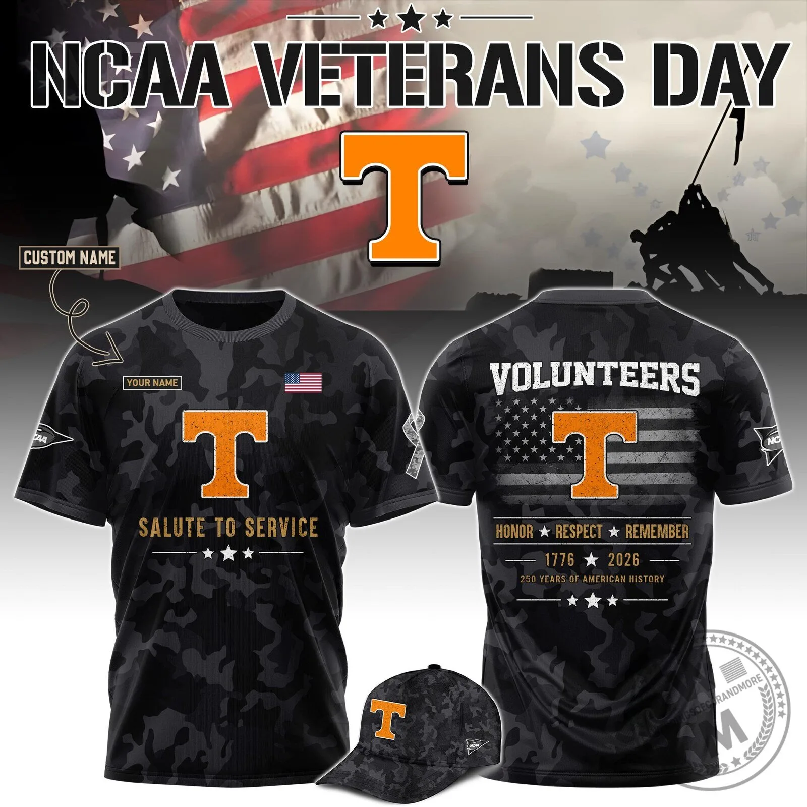 NCAA Tennessee Volunteers Veterans Day Salute To Service Commemorative T-Shirt
