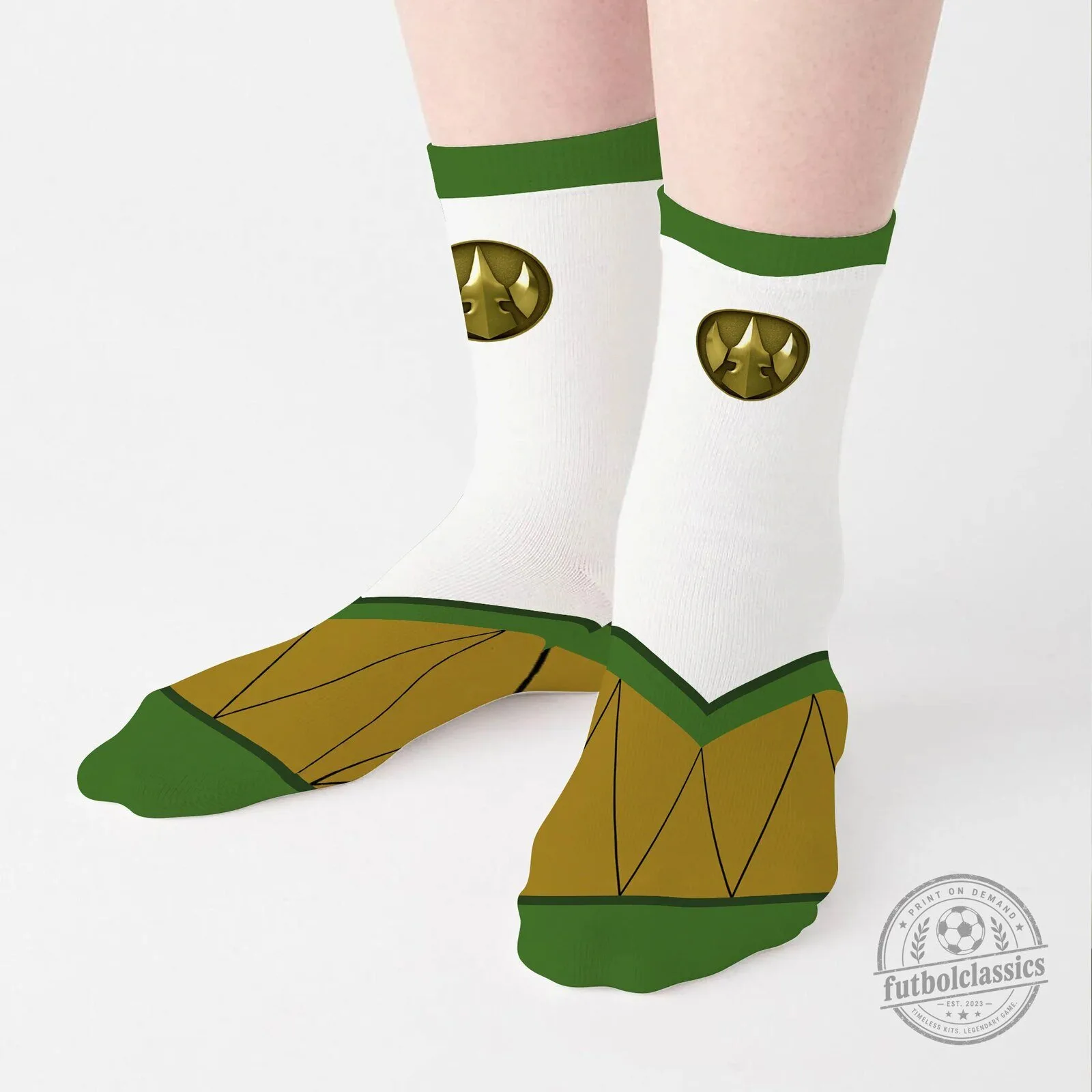 Heroic Green Emblem Adventure Pattern Crew Socks
