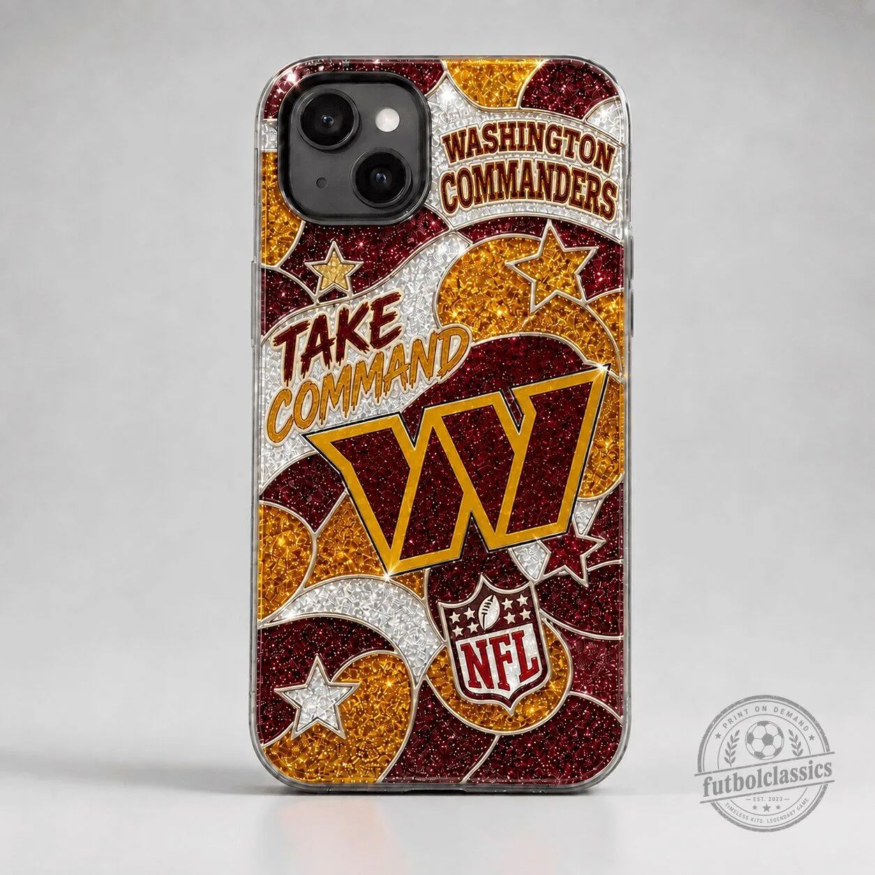 Washington Commanders NFL Glitter Graphic Clear Phone Case