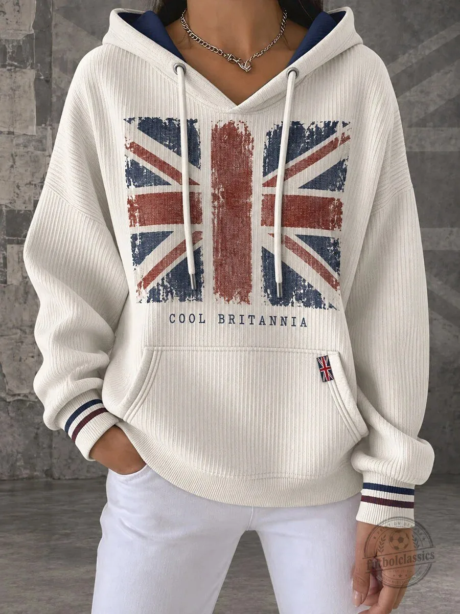 Cool Britannia Union Jack Flag Distressed British Culture Hoodie