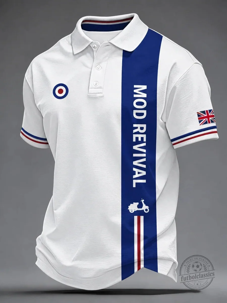 Mod Revival Scooterist Culture United Kingdom Flag Polo Shirt